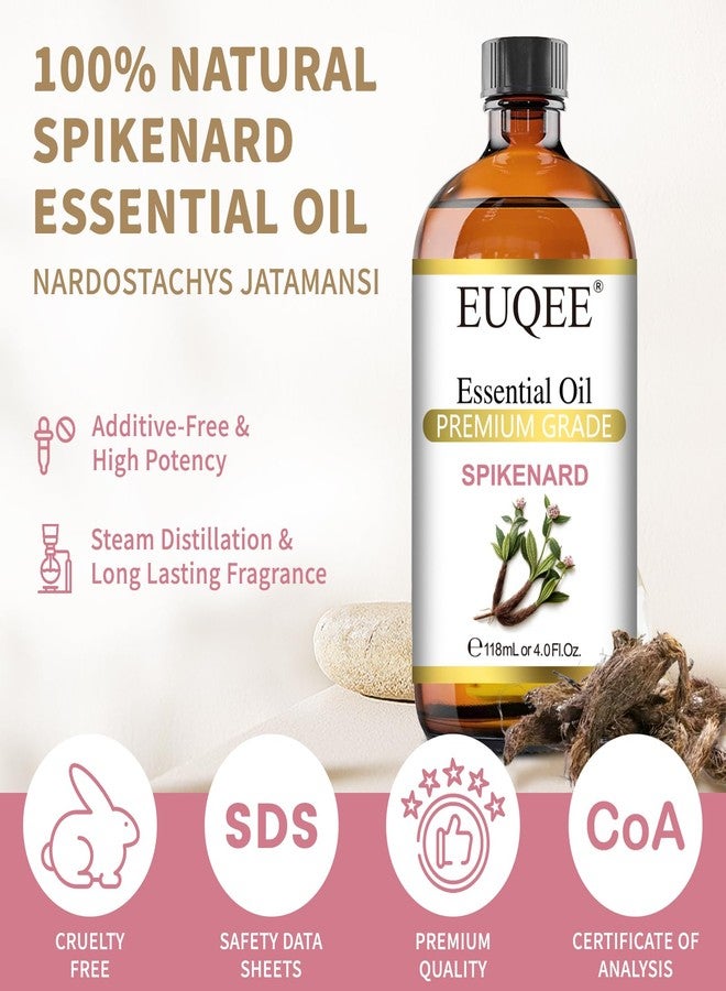 EUQEE Spikenard Essential Oil 118ml/4Fl Oz Pure Spikenard Oil Premium Essential Oil with Glass Dropper Great for Yoga, Meditation, Massage, Diffuser, DIY Soap, Candle Making, Aromatherapy, Sleep - Image 2